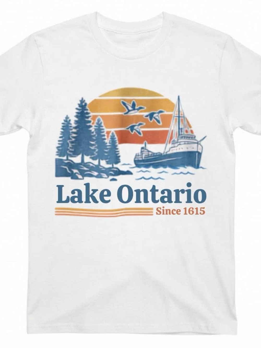 Gildan White Shirt Lake Ontario Great Lakes Graphic Tee
